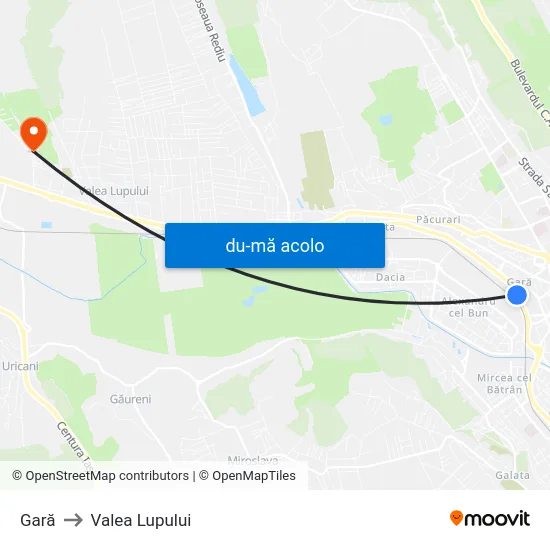 Harta de Gară către Valea Lupului