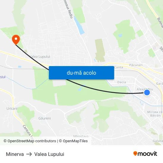 Harta de Minerva către Valea Lupului