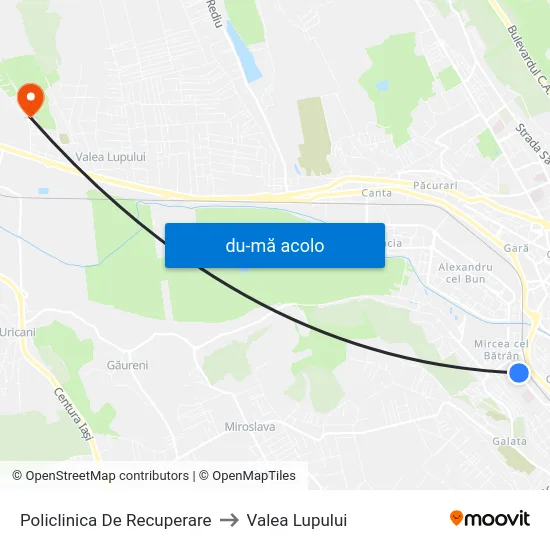 Harta de Policlinica De Recuperare către Valea Lupului