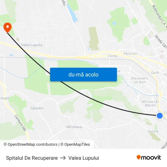 Harta de Spitalul De Recuperare către Valea Lupului