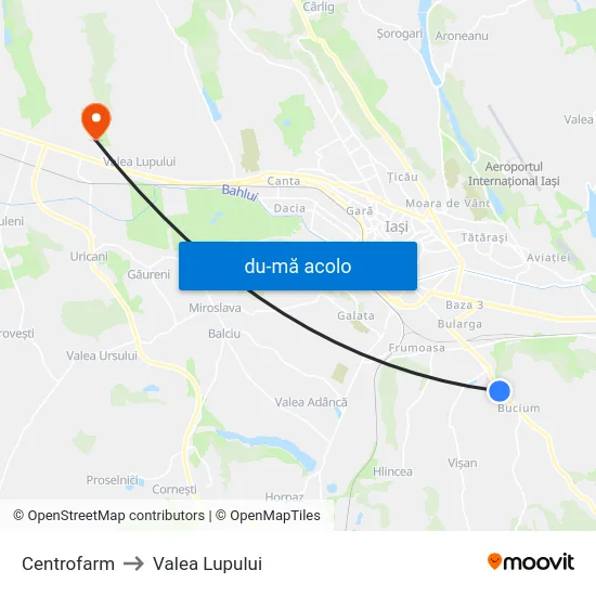 Harta de Centrofarm către Valea Lupului