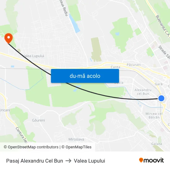 Harta de Pasaj Alexandru Cel Bun către Valea Lupului