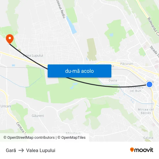 Harta de Gară către Valea Lupului
