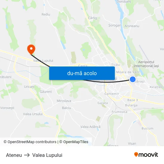 Harta de Ateneu către Valea Lupului