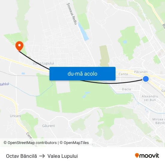 Harta de Octav Băncilă către Valea Lupului