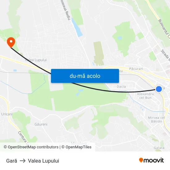Harta de Gară către Valea Lupului