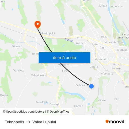 Harta de Tehnopolis către Valea Lupului