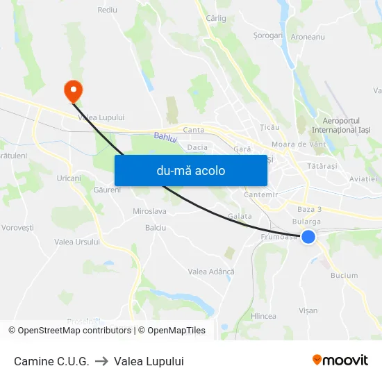 Harta de Camine C.U.G. către Valea Lupului