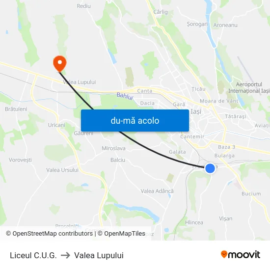 Harta de Liceul C.U.G. către Valea Lupului