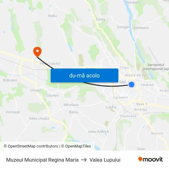 Harta de Muzeul Municipal Regina Maria către Valea Lupului