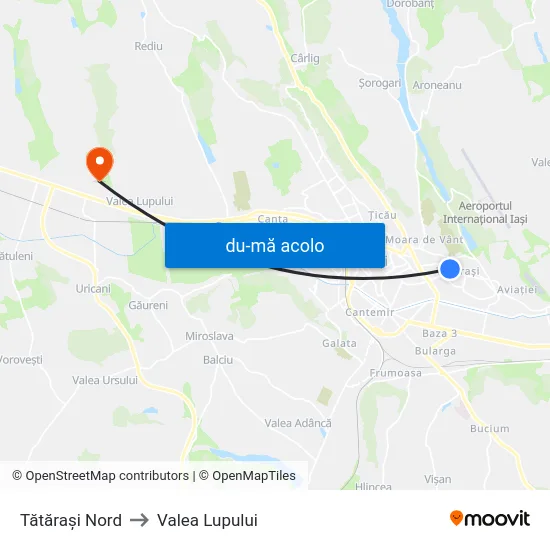 Harta de Tătărași Nord către Valea Lupului