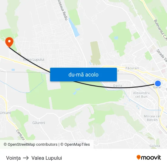 Harta de Voința către Valea Lupului