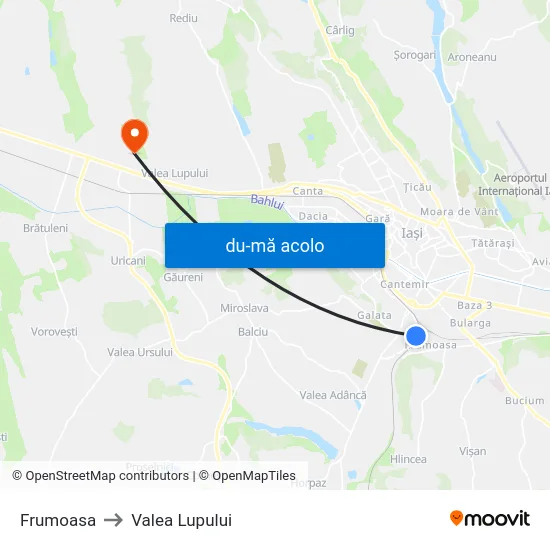 Harta de Frumoasa către Valea Lupului