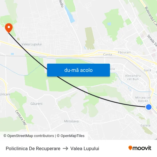 Harta de Policlinica De Recuperare către Valea Lupului