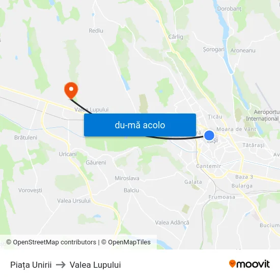 Harta de Piața Unirii către Valea Lupului