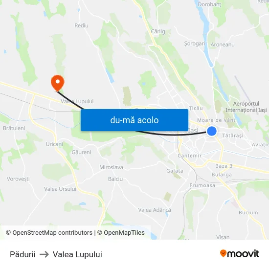 Harta de Pădurii către Valea Lupului