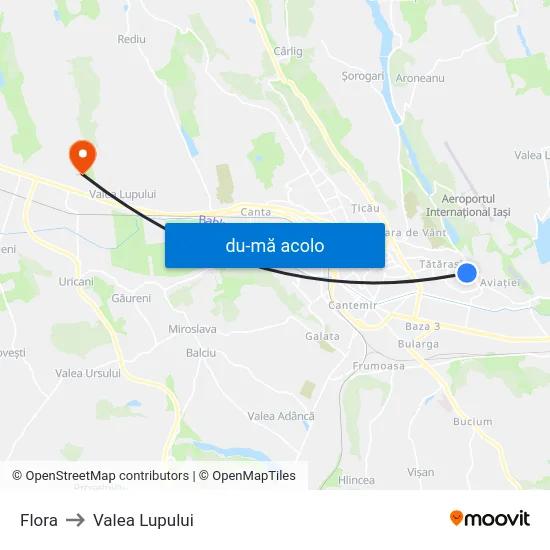 Harta de Flora către Valea Lupului