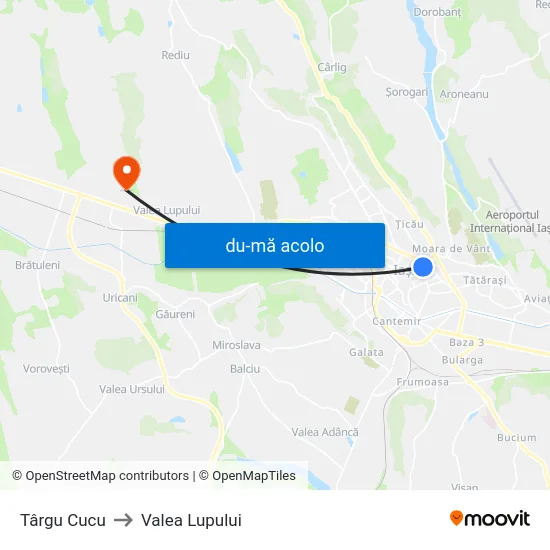 Harta de Târgu Cucu către Valea Lupului