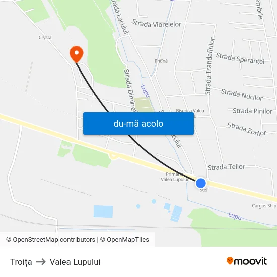 Harta de Troița către Valea Lupului