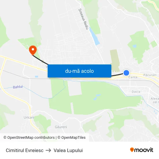 Harta de Cimitirul Evreiesc către Valea Lupului