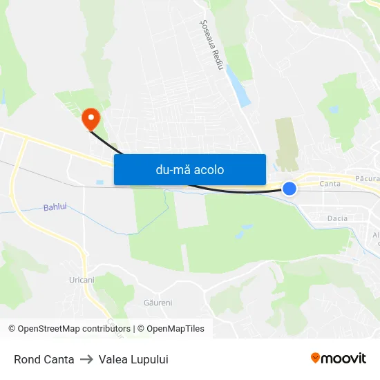 Harta de Rond Canta către Valea Lupului