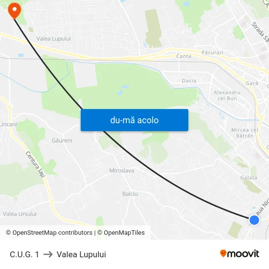 Harta de C.U.G. 1 către Valea Lupului