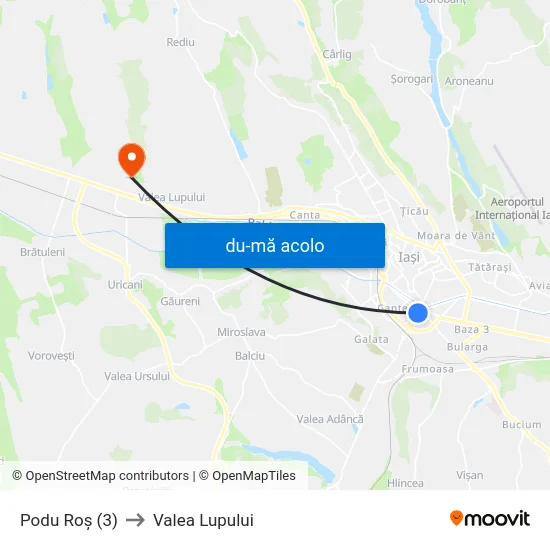 Harta de Podu Roș (3) către Valea Lupului