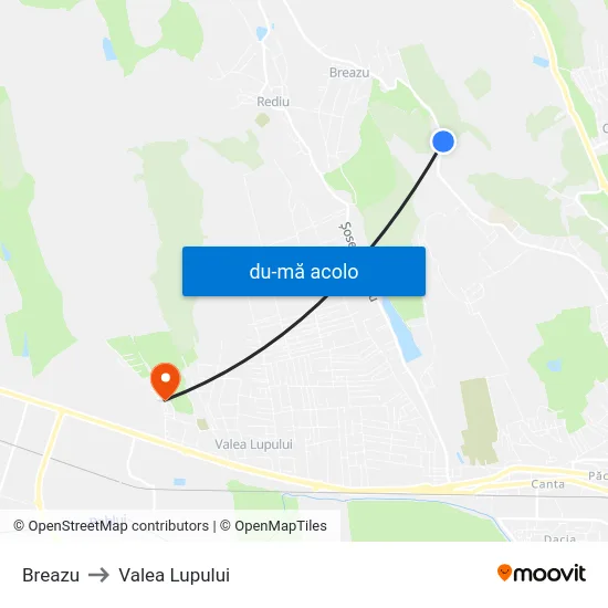 Harta de Breazu către Valea Lupului