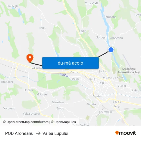 Harta de POD Aroneanu către Valea Lupului