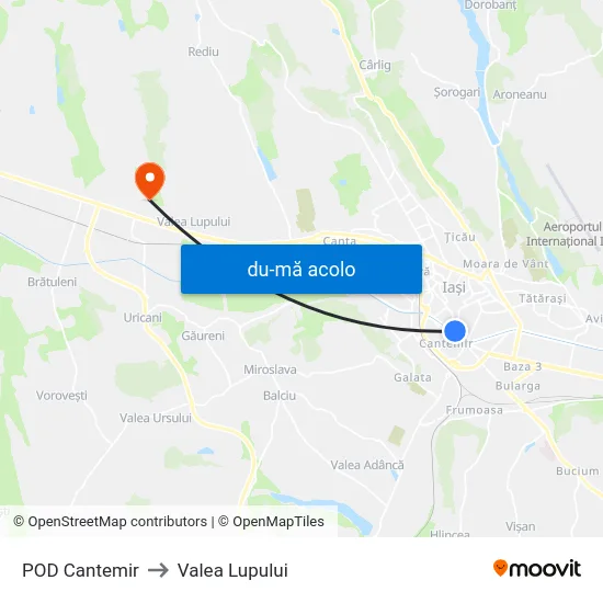 Harta de POD Cantemir către Valea Lupului