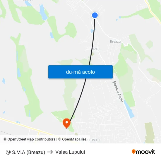 Harta de Ⓜ S.M.A (Breazu) către Valea Lupului