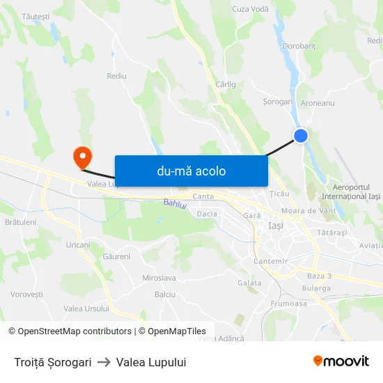 Harta de Troiță Șorogari către Valea Lupului