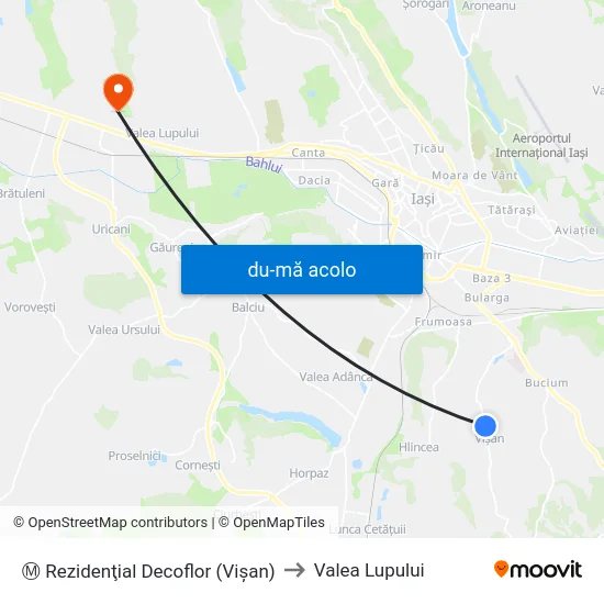 Harta de Ⓜ Rezidenţial Decoflor (Vişan) către Valea Lupului