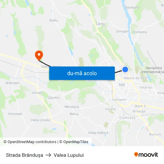 Harta de Strada Brândușa către Valea Lupului
