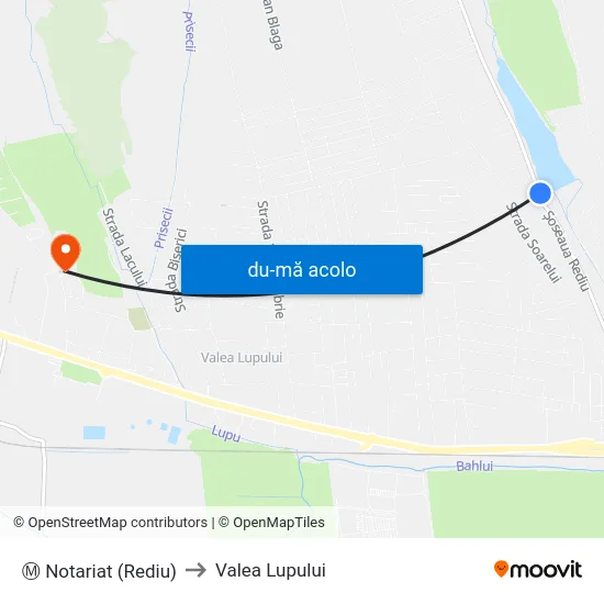 Harta de Ⓜ Notariat (Rediu) către Valea Lupului