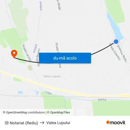 Harta de Ⓜ Notariat (Rediu) către Valea Lupului