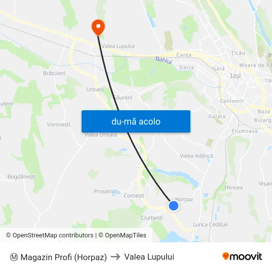 Harta de Ⓜ Magazin Profi (Horpaz) către Valea Lupului