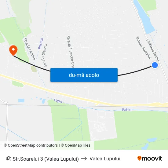 Harta de Ⓜ Str.Soarelui 3 (Valea Lupului) către Valea Lupului