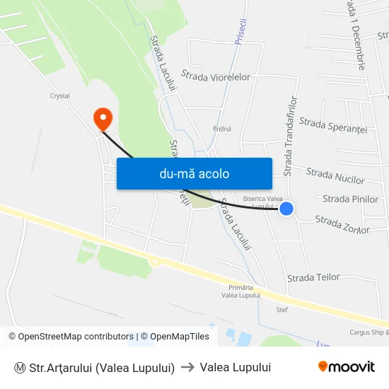 Harta de Ⓜ Str.Arţarului (Valea Lupului) către Valea Lupului