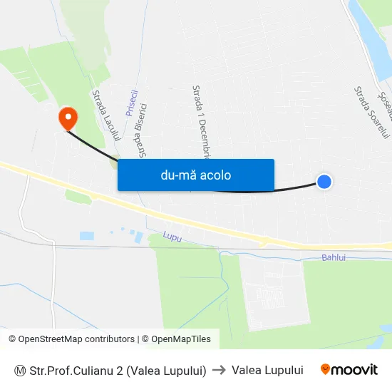 Harta de Ⓜ Str.Prof.Culianu 2 (Valea Lupului) către Valea Lupului