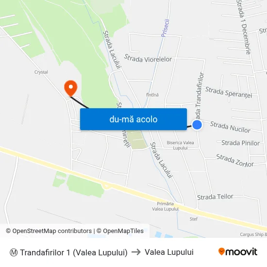 Harta de Ⓜ Trandafirilor 1 (Valea Lupului) către Valea Lupului