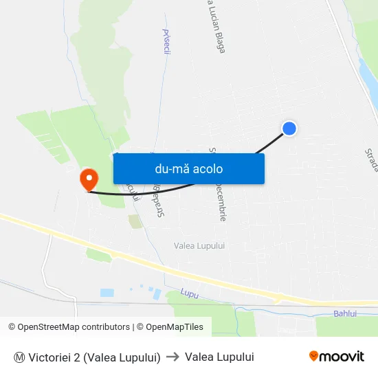 Harta de Ⓜ Victoriei 2 (Valea Lupului) către Valea Lupului