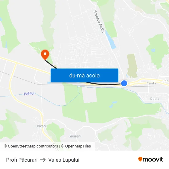 Harta de Profi Păcurari către Valea Lupului