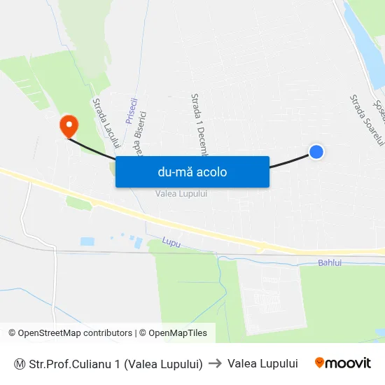 Harta de Ⓜ Str.Prof.Culianu 1 (Valea Lupului) către Valea Lupului