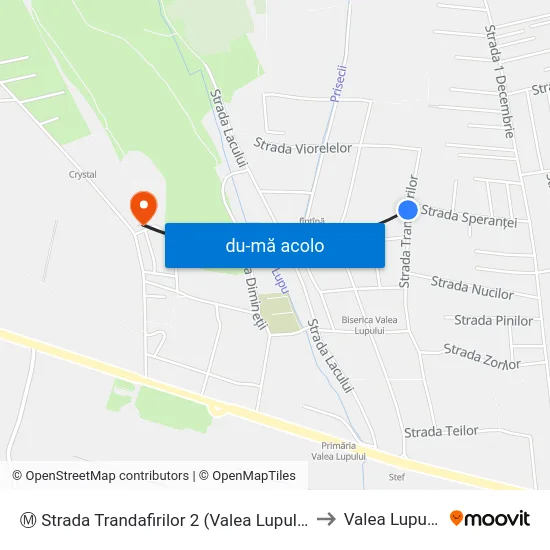 Harta de Ⓜ Strada Trandafirilor 2 (Valea Lupului) către Valea Lupului