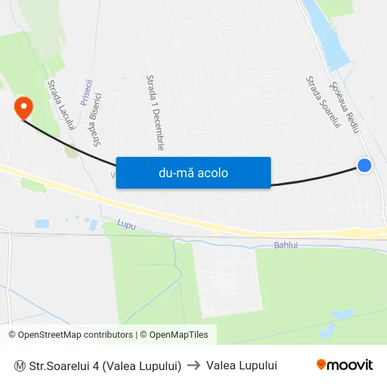 Harta de Ⓜ Str.Soarelui 4 (Valea Lupului) către Valea Lupului