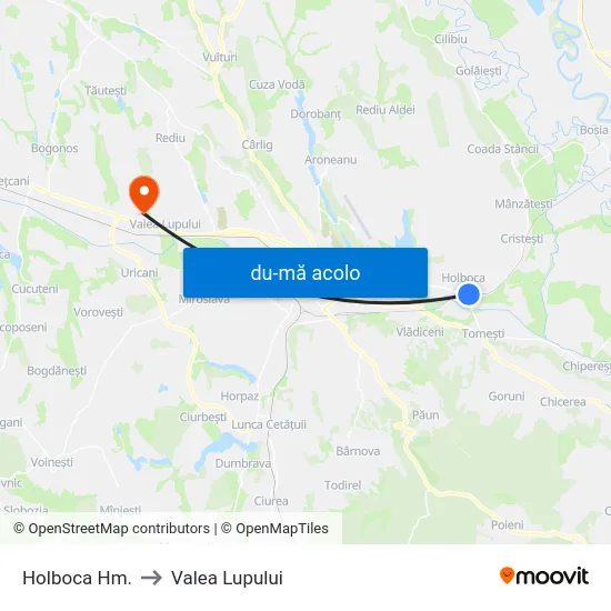 Harta de Holboca Hm. către Valea Lupului