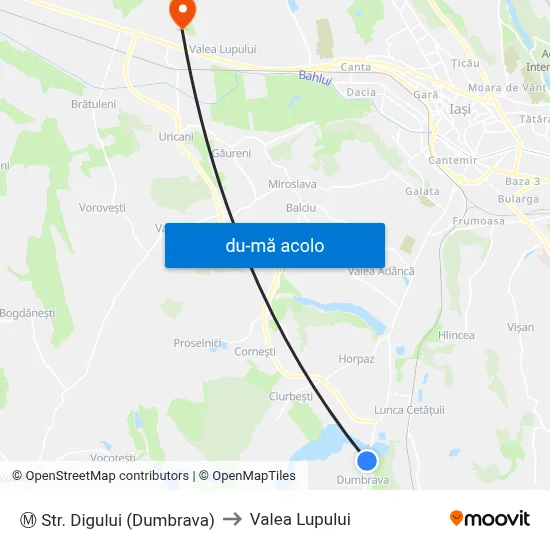 Harta de Ⓜ Str. Digului (Dumbrava) către Valea Lupului