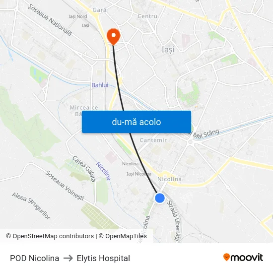 Harta de POD Nicolina către Elytis Hospital