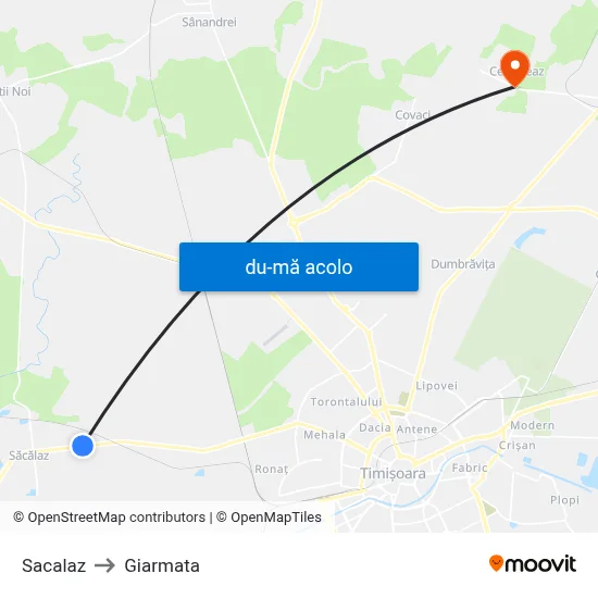 Harta de Sacalaz către Giarmata